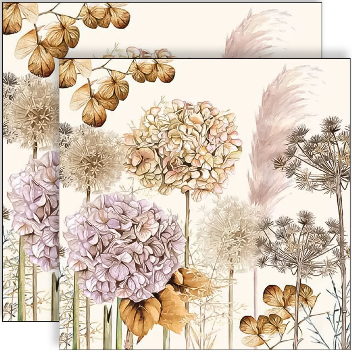 Guardanapo para Decoupage Ambiente 33x33cm com 2 Unidades - Flores Secas