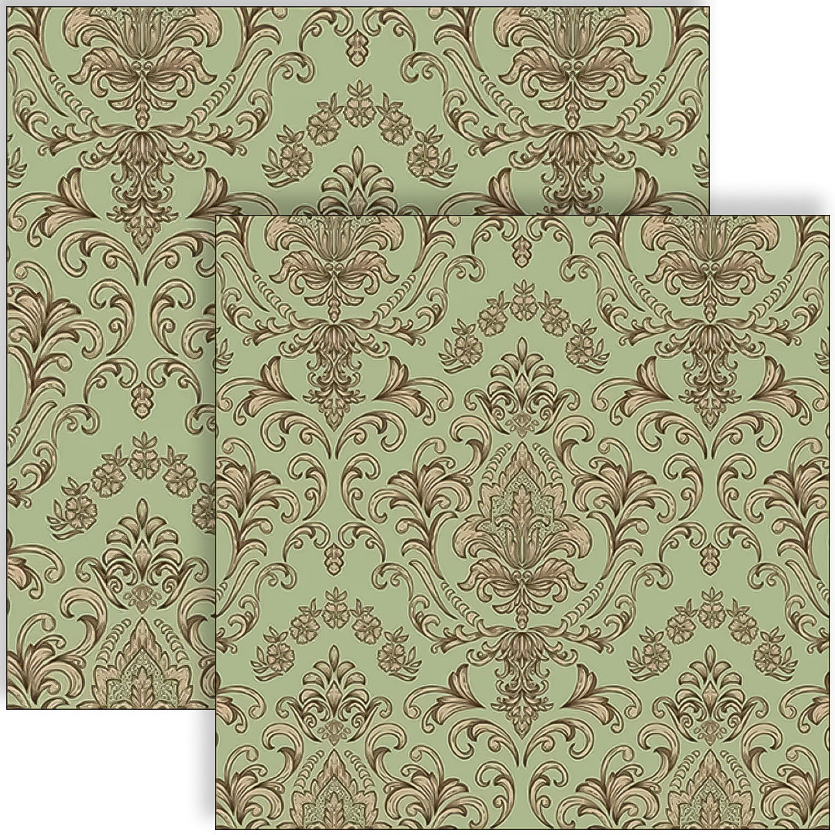 Guardanapo para Decoupage Ambiente 33x33cm com 2 Unidades - Ornamento Barroco Verde