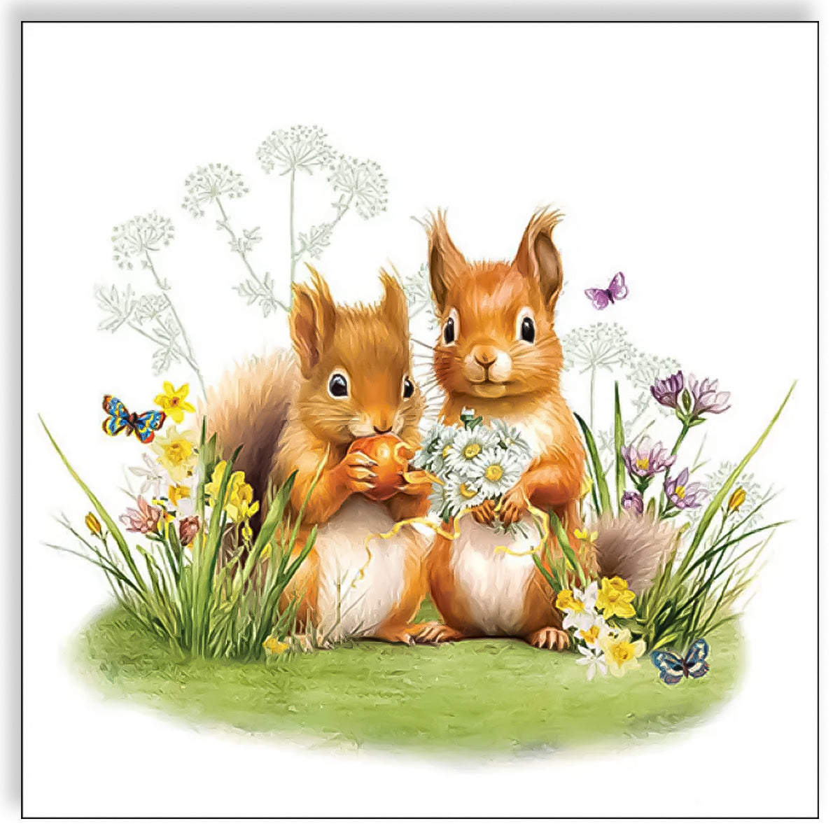 Guardanapo para Decoupage Ambiente 33x33cm com 2 Unidades - Esquilos Pequenos