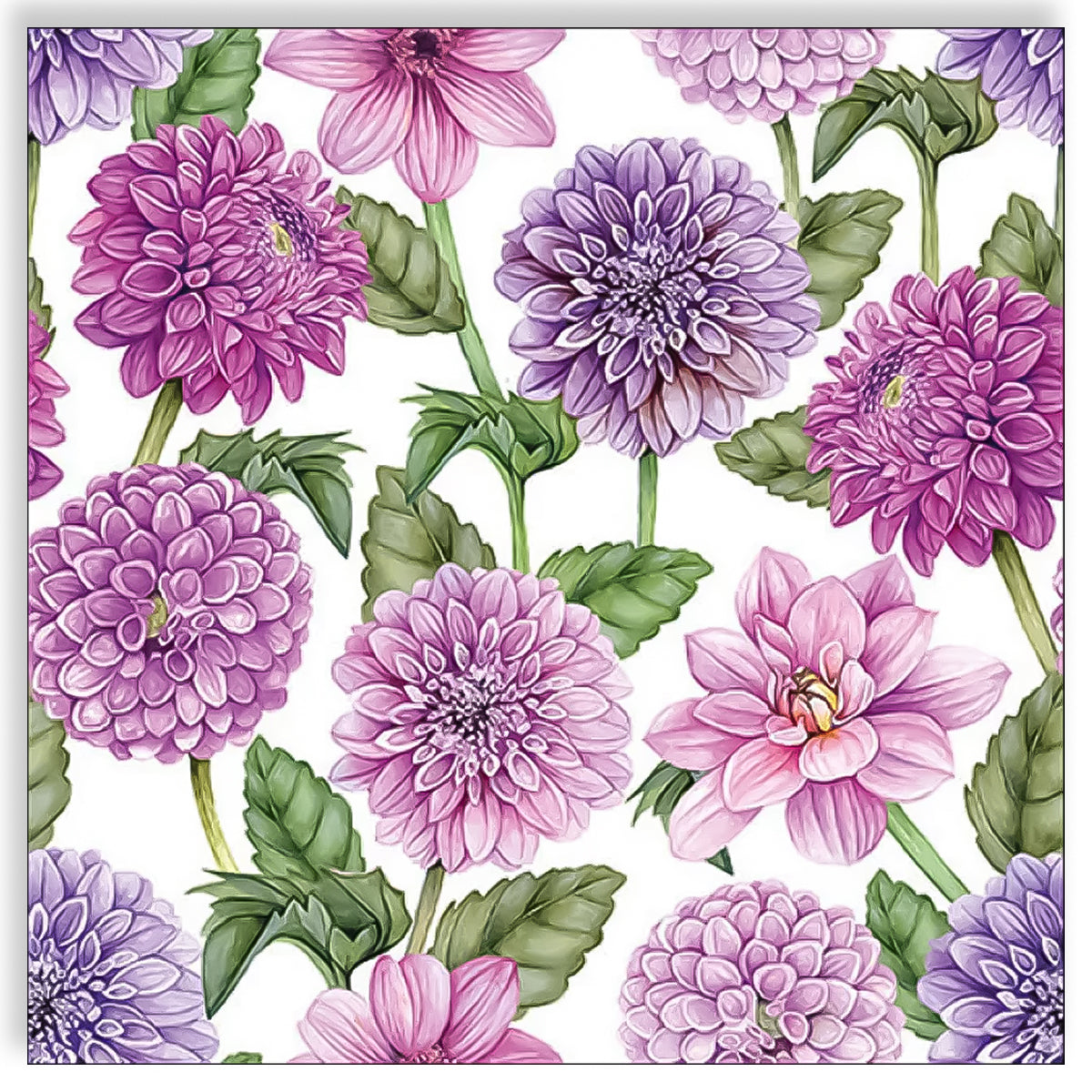 Guardanapo para Decoupage Ambiente 33x33cm com 2 Unidades - Dálias em Flor