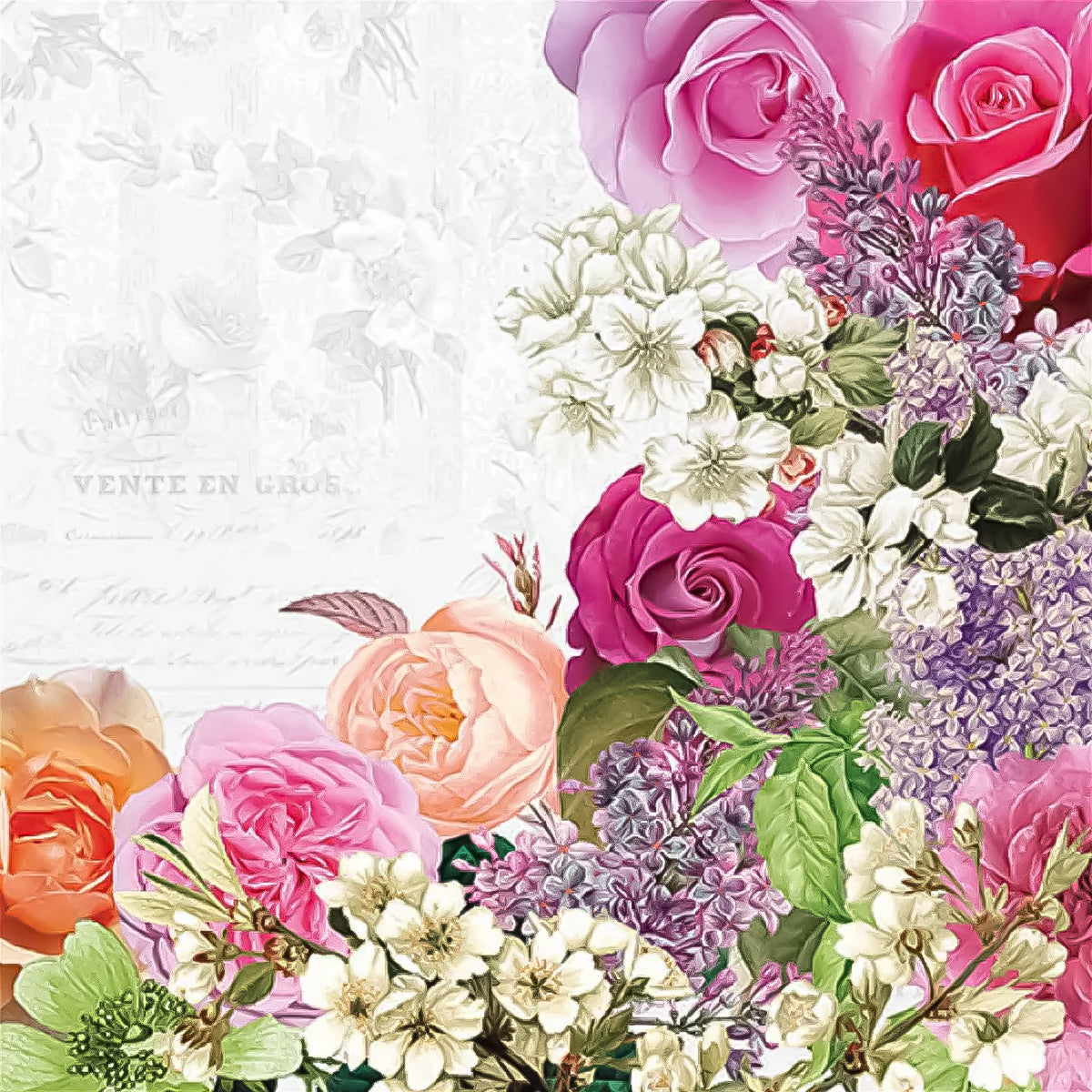 Guardanapo para Decoupage Ambiente 33x33cm com 2 Unidades - Borda de Flores Mistas