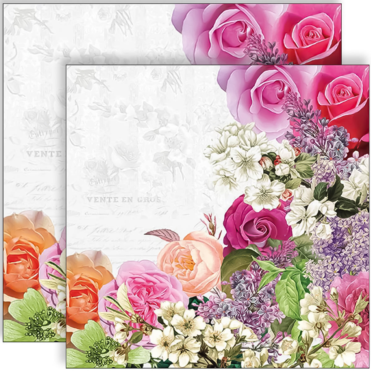 Guardanapo para Decoupage Ambiente 33x33cm com 2 Unidades - Borda de Flores Mistas