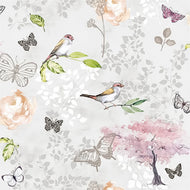 Guardanapo para Decoupage Ambiente 33x33cm com 2 Unidades - Pássaros e Borboletas Cinza
