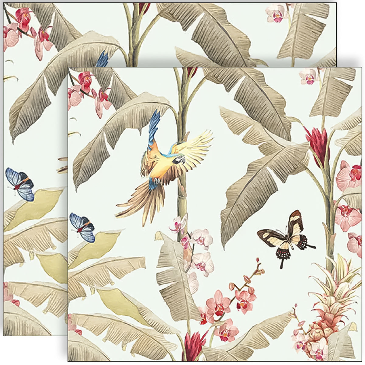 Guardanapo para Decoupage Ambiente 33x33cm com 20 Unidades - Aves & Palmeiras