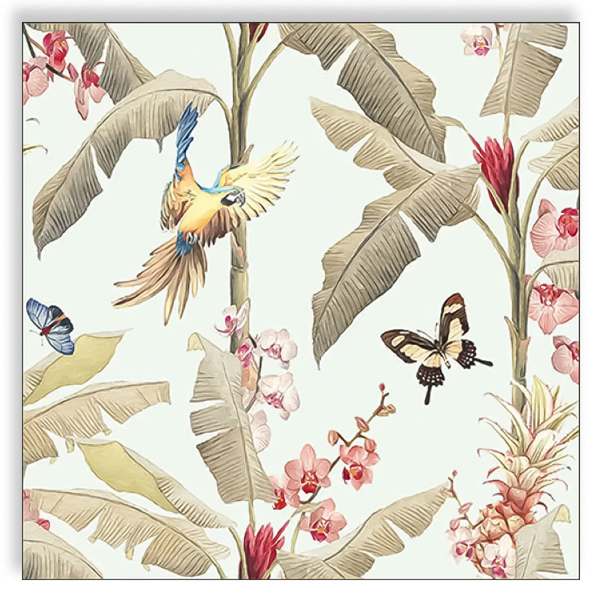 Guardanapo para Decoupage Ambiente 33x33cm com 2 Unidades - Aves & Palmeiras
