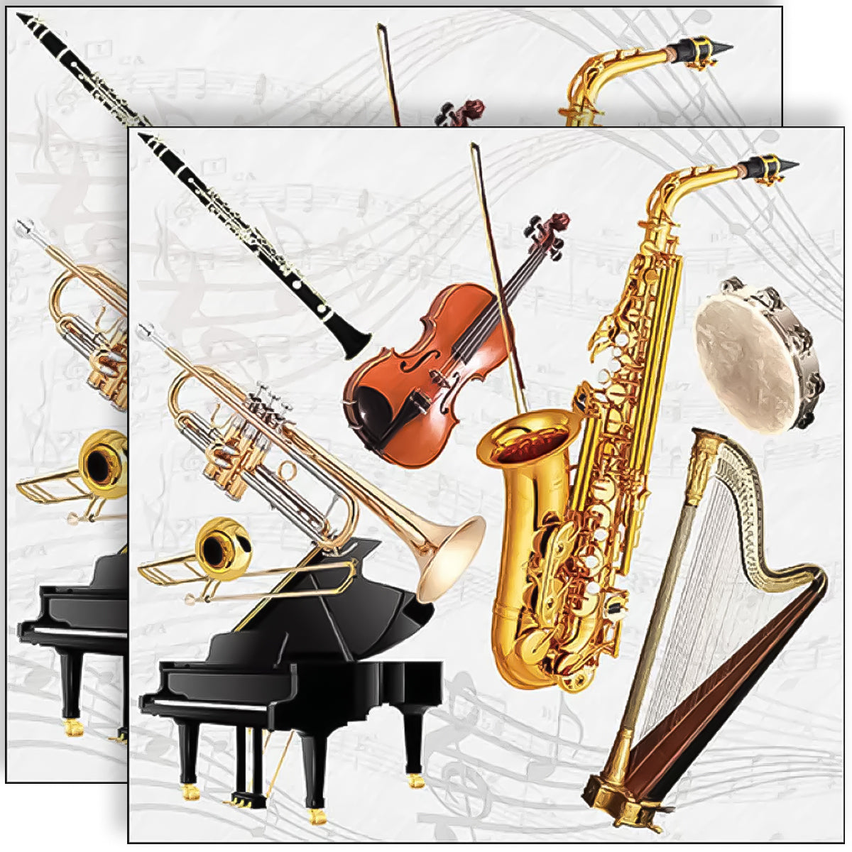 Guardanapo para Decoupage Ambiente 33x33cm com 20 Unidades - Instrumentos Musicais