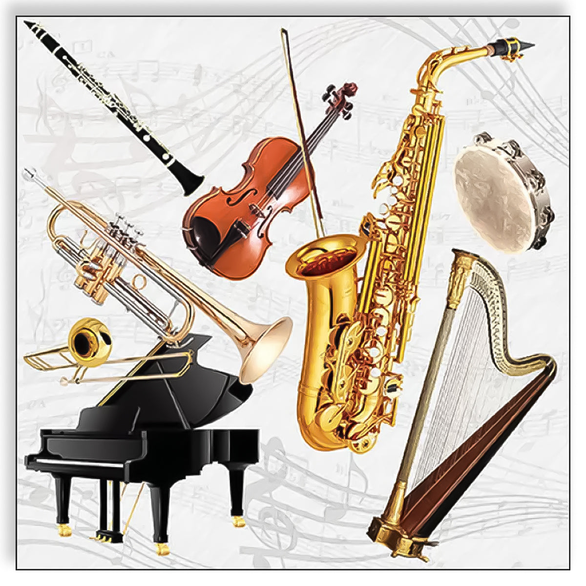 Guardanapo para Decoupage Ambiente 33x33cm com 20 Unidades - Instrumentos Musicais