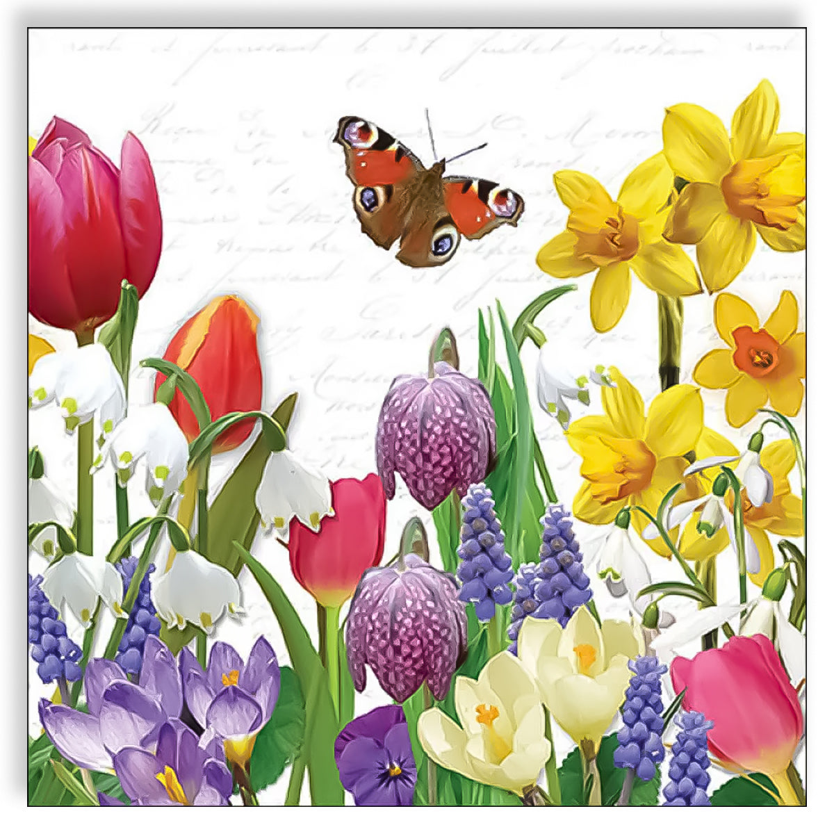 Guardanapo para Decoupage Ambiente 33x33cm com 20 Unidades - Narcisios & Borboleta