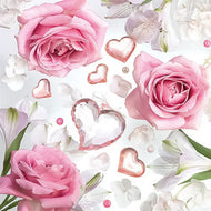 Guardanapo para Decoupage Ambiente 33x33cm com 20 Unidades - Coração & Rosas
