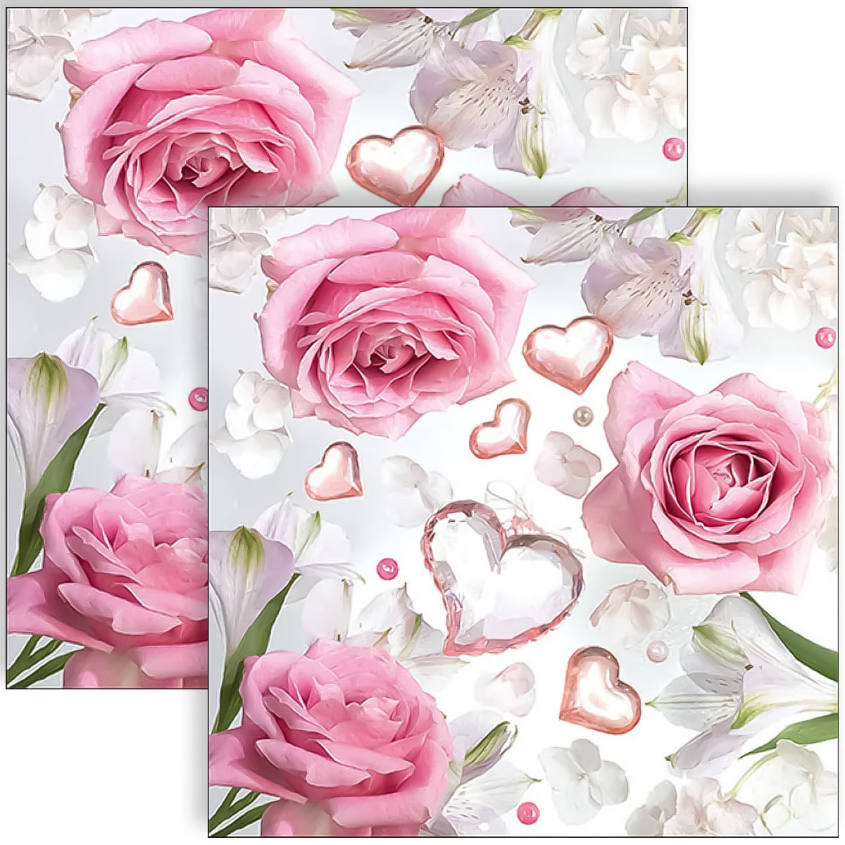 Guardanapo para Decoupage Ambiente 33x33cm com 20 Unidades - Coração & Rosas