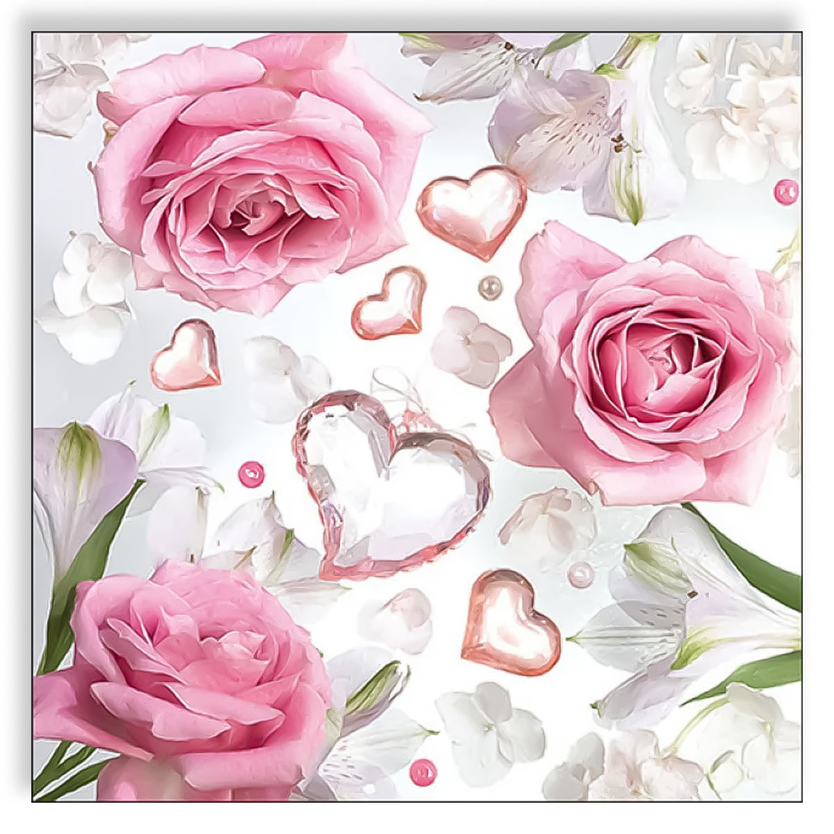 Guardanapo para Decoupage Ambiente 33x33cm com 2 Unidades - Coração & Rosas