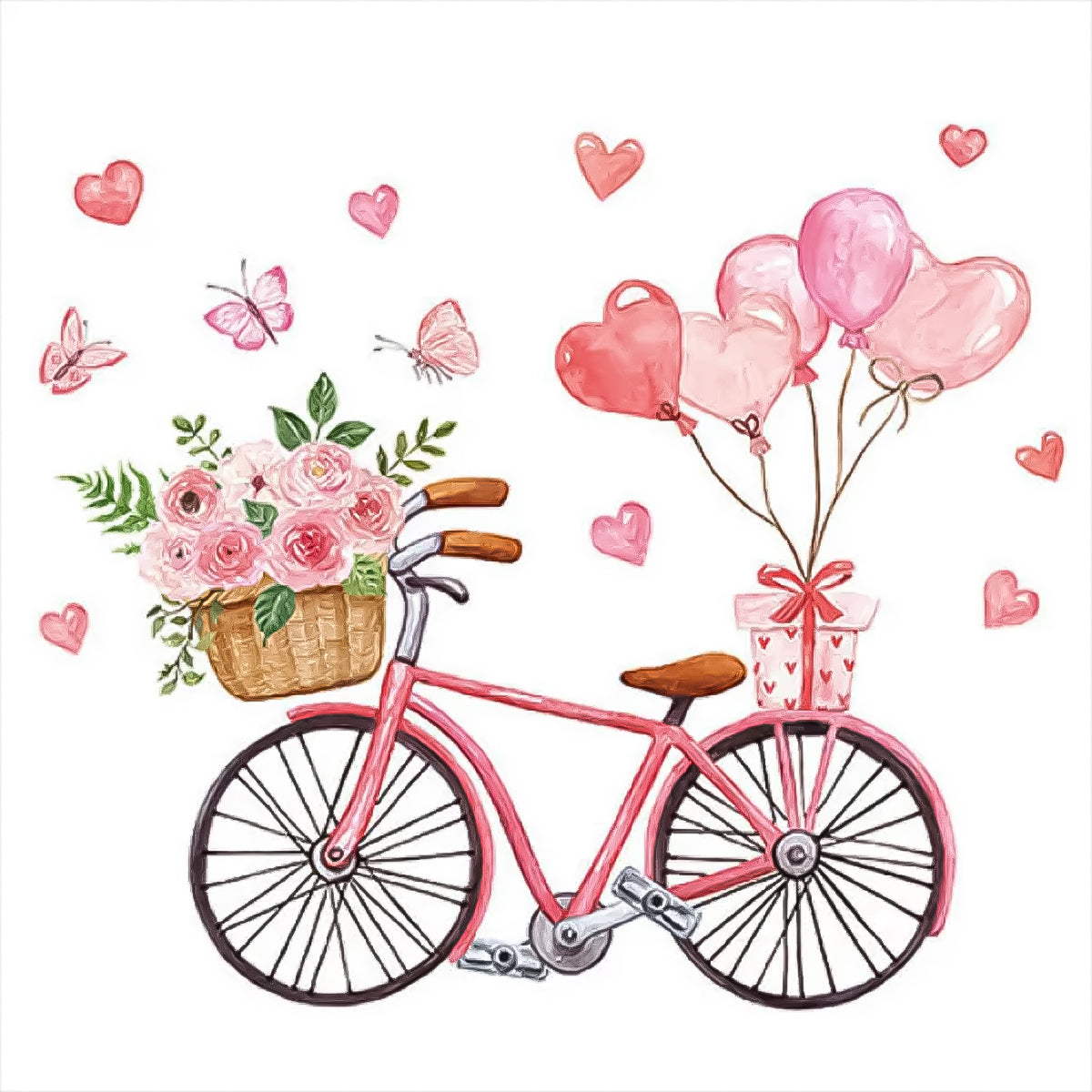 Guardanapo para Decoupage Ambiente 33x33cm com 2 Unidades - Bicicleta do Amor