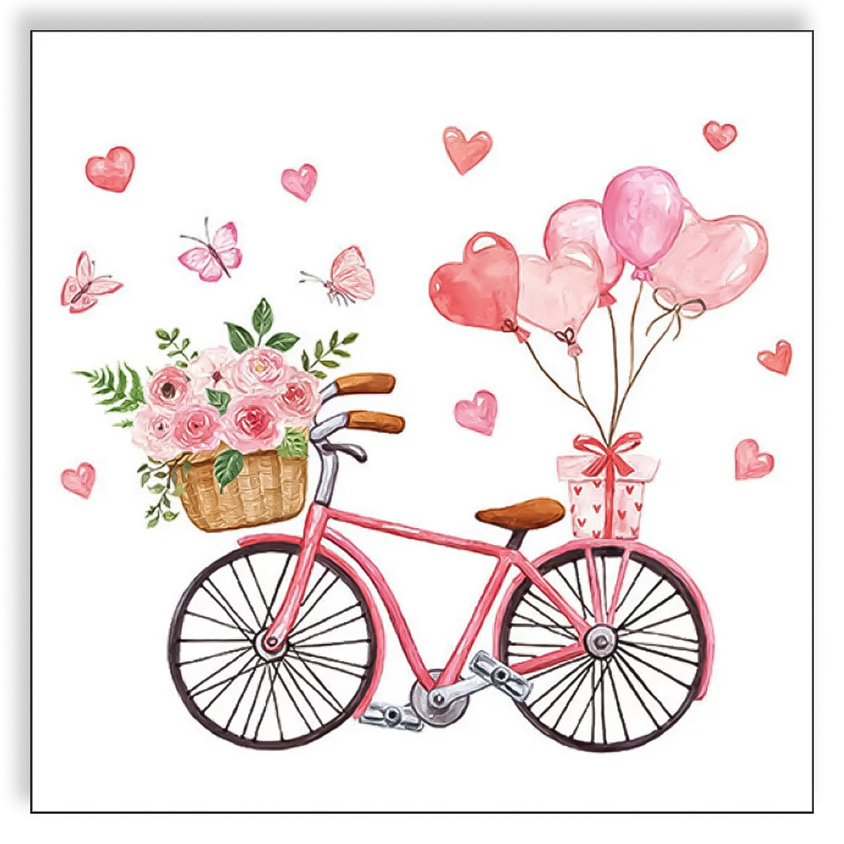 Guardanapo para Decoupage Ambiente 33x33cm com 2 Unidades - Bicicleta do Amor