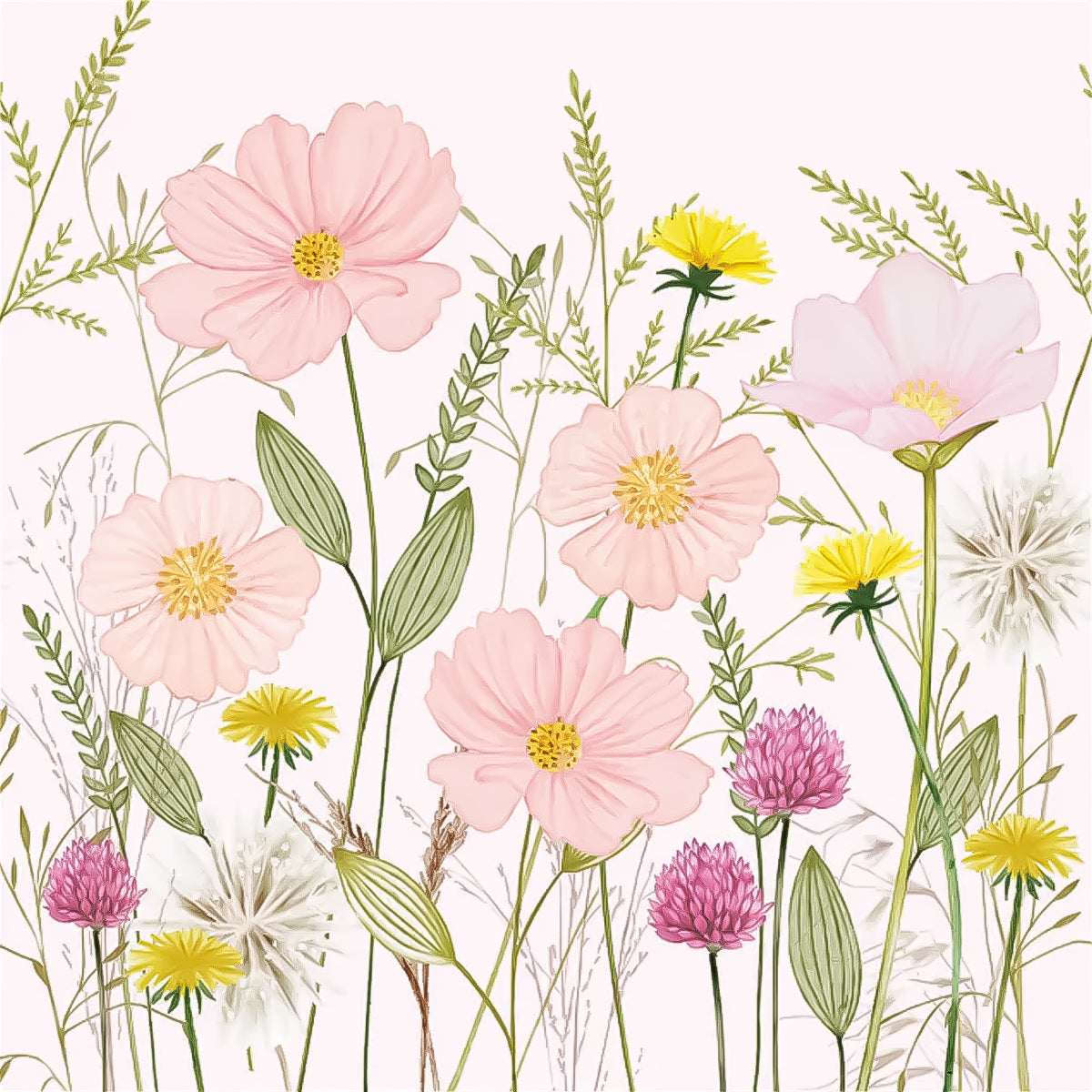 Guardanapo para Decoupage Ambiente 33x33cm com 20 Unidades - Pastel Flores Rosa