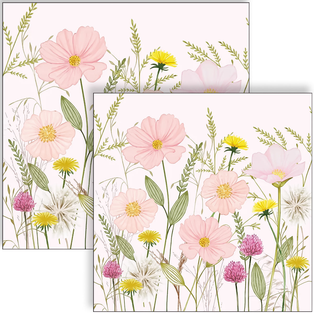 Guardanapo para Decoupage Ambiente 33x33cm com 20 Unidades - Pastel Flores Rosa