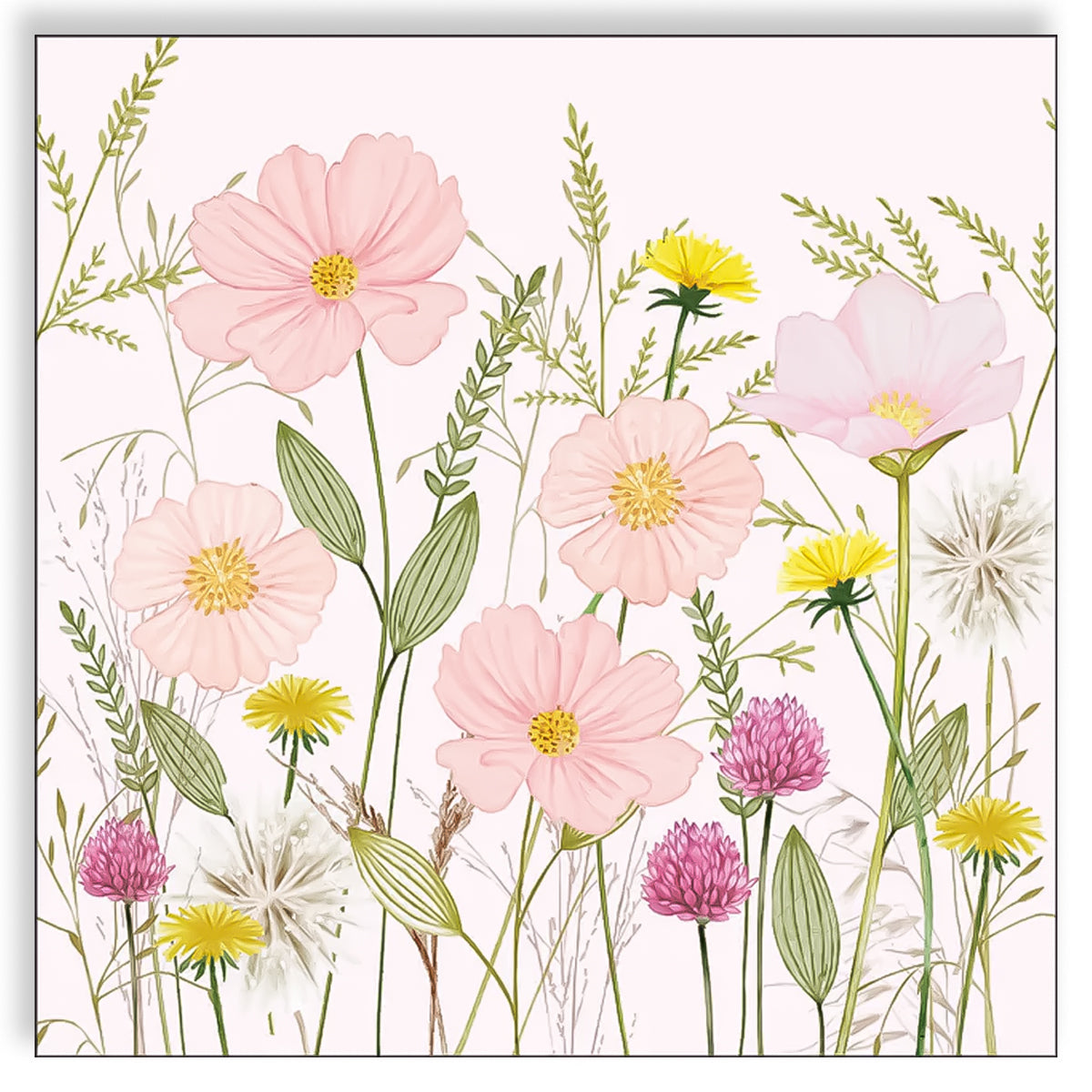 Guardanapo para Decoupage Ambiente 33x33cm com 20 Unidades - Pastel Flores Rosa