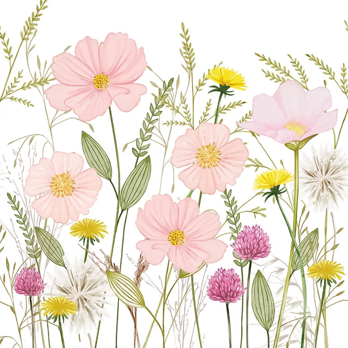 Guardanapo para Decoupage Ambiente 33x33cm com 20 Unidades - Flores Brancas