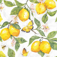 Guardanapo para Decoupage Ambiente 33x33cm com 2 Unidades - Limões Frescos Brancos
