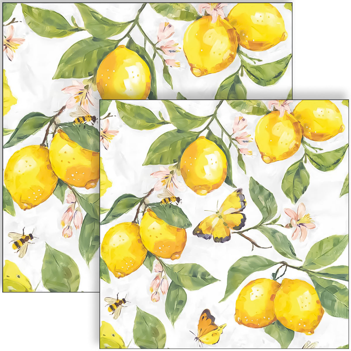Guardanapo para Decoupage Ambiente 33x33cm com 20 Unidades - Limões Frescos Brancos