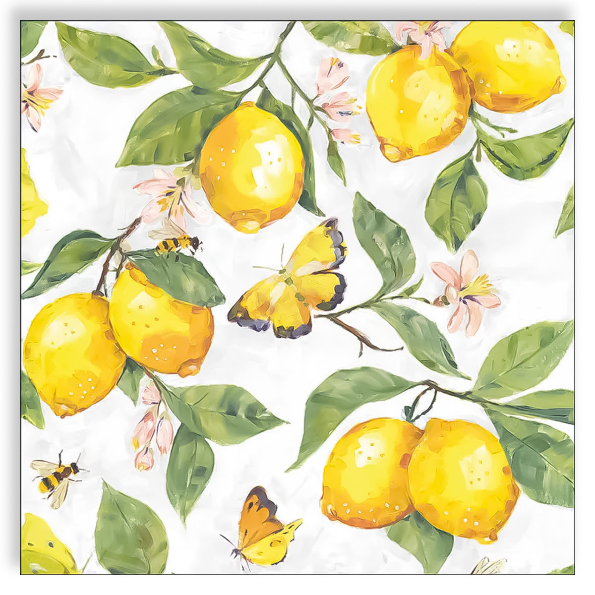 Guardanapo para Decoupage Ambiente 33x33cm com 2 Unidades - Limões Frescos Brancos
