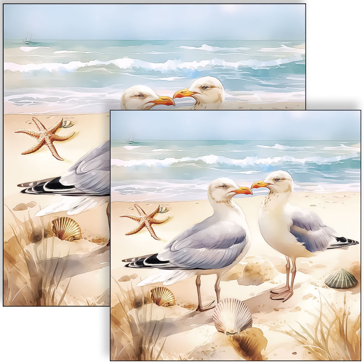 Guardanapo para Decoupage Ambiente 33x33cm com 2 Unidades - Gaivotas