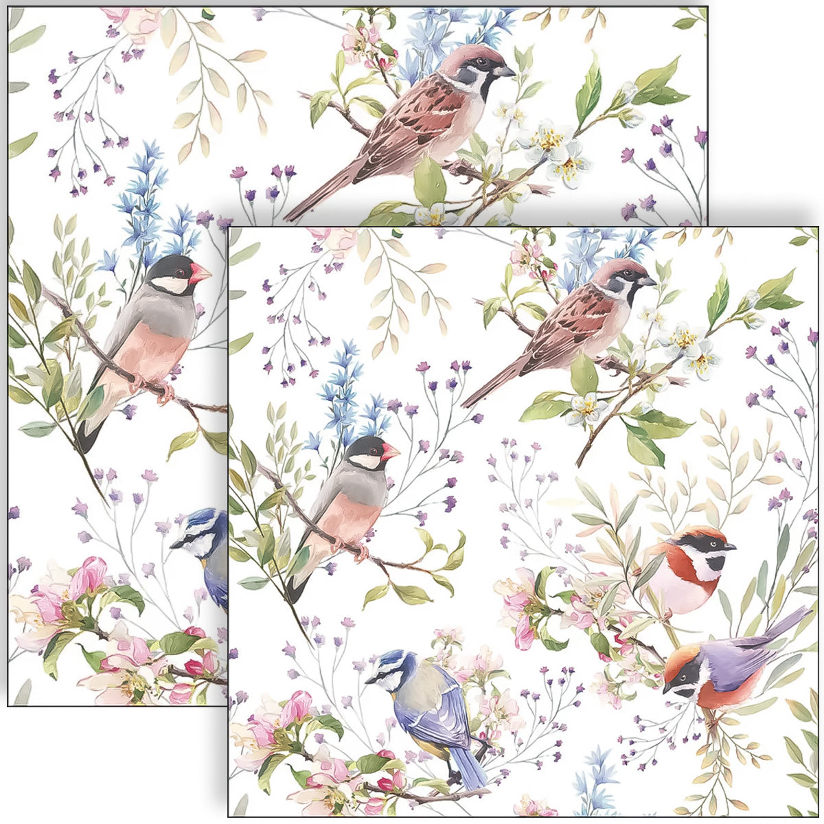 Guardanapo para Decoupage Ambiente 33x33cm com 2 Unidades - Pássaros & Flores
