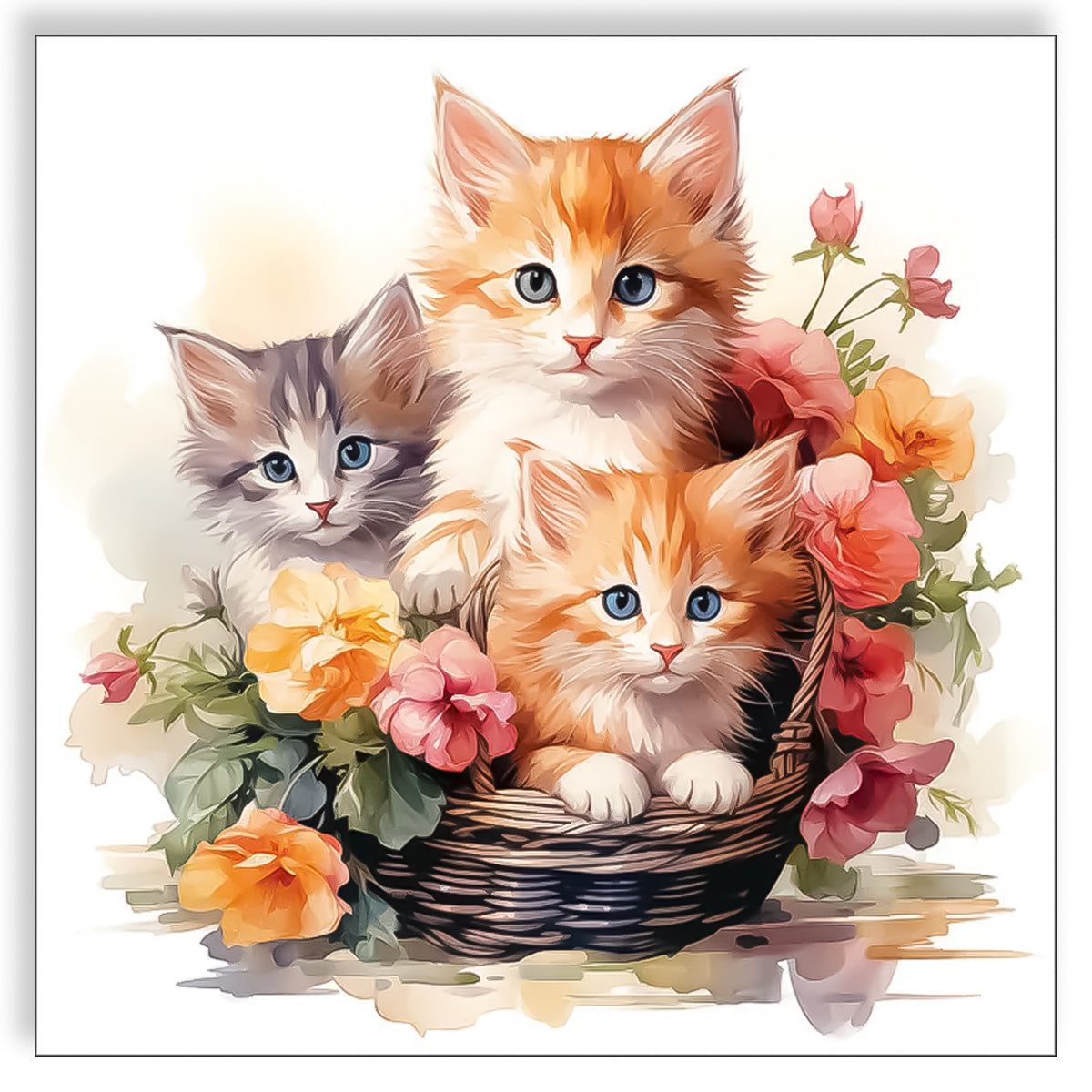 Guardanapo para Decoupage Ambiente 33x33cm com 20 Unidades - Gatinhos na Cesta