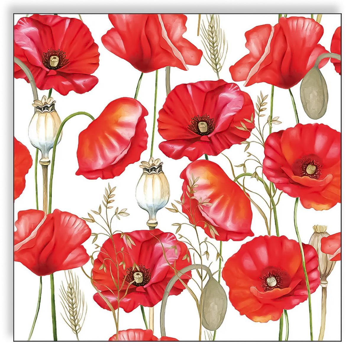 Guardanapo para Decoupage Ambiente 33x33cm com 20 Unidades - Papoulas Vermelhas