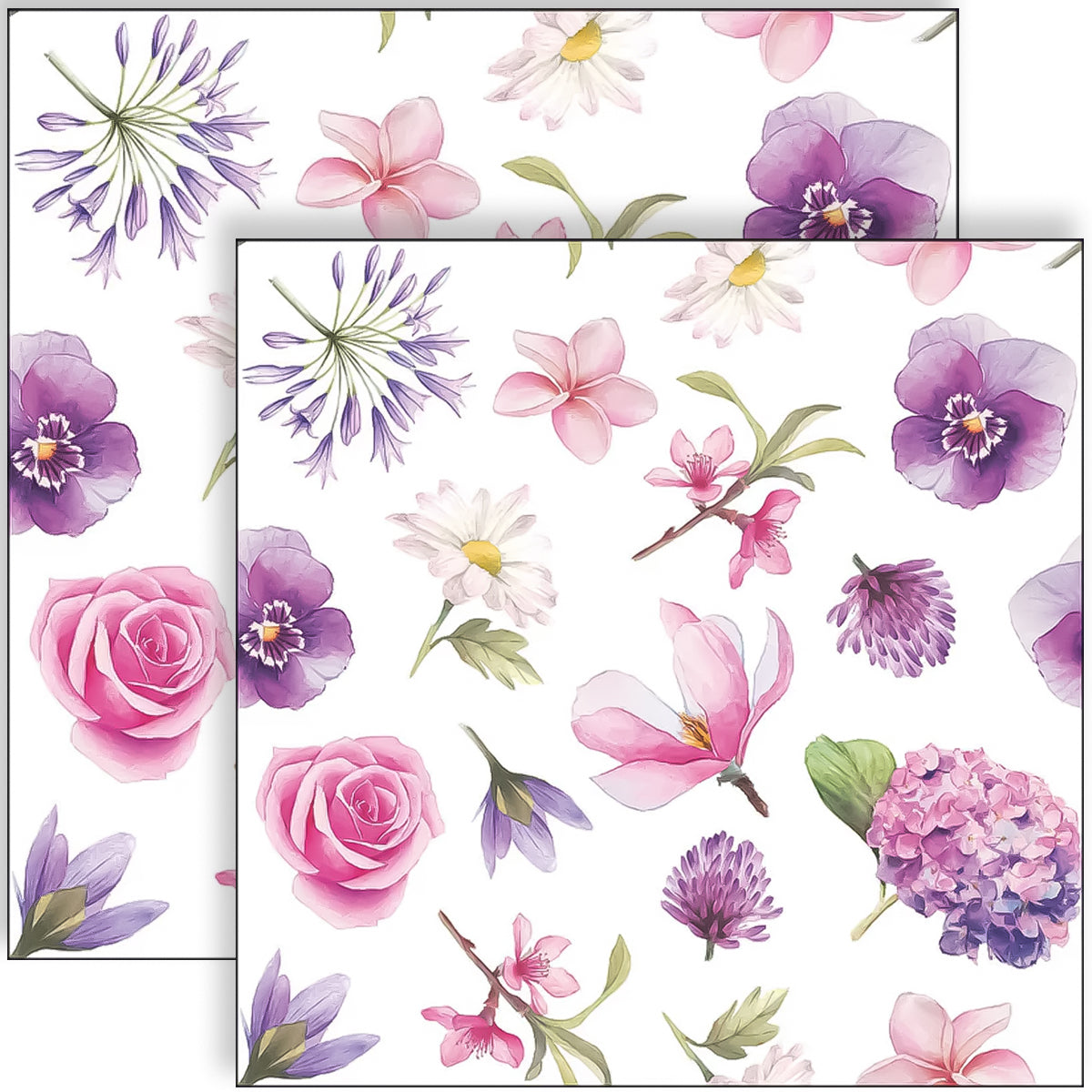 Guardanapo para Decoupage Ambiente 33x33cm com 2 Unidades - Cabeças de Flores