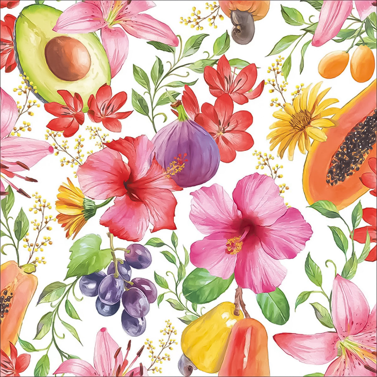 Guardanapo para Decoupage Ambiente 33x33cm com 2 Unidades - Frutas Tropicais 