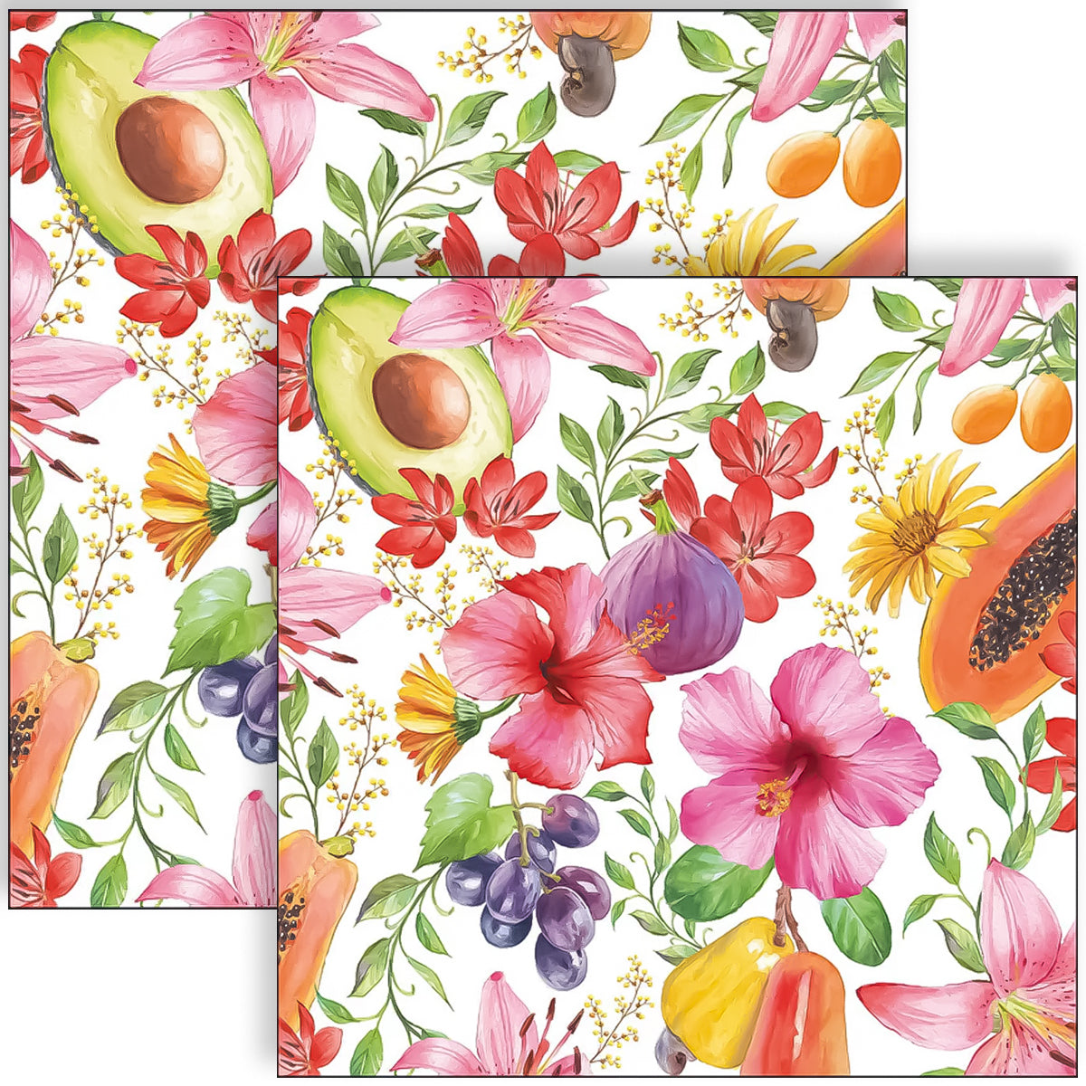 Guardanapo para Decoupage Ambiente 33x33cm com 2 Unidades - Frutas Tropicais 