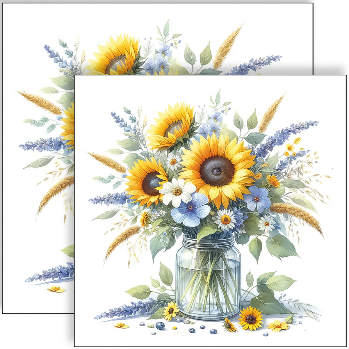Guardanapo para Decoupage Ambiente 33x33cm com 20 Unidades - Girassóis no Pote