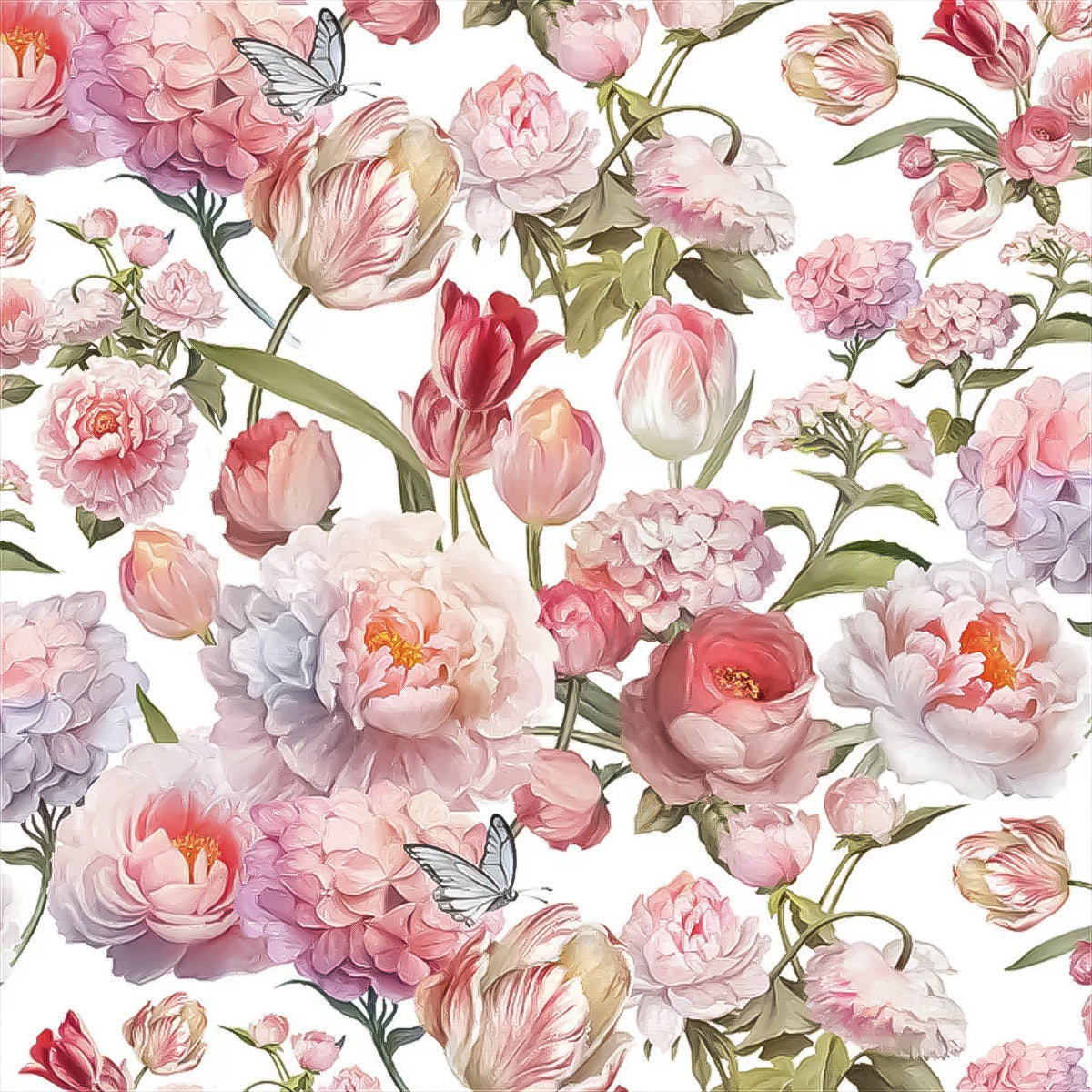 Guardanapo para Decoupage Ambiente 33x33cm com 20 Unidades - Rosas e Tulipas
