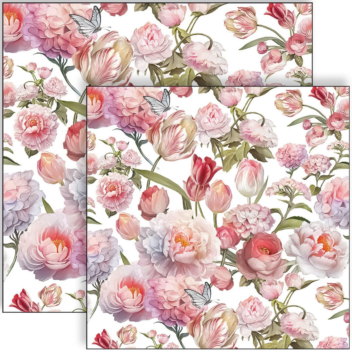 Guardanapo para Decoupage Ambiente 33x33cm com 2 Unidades - Rosas e Tulipas