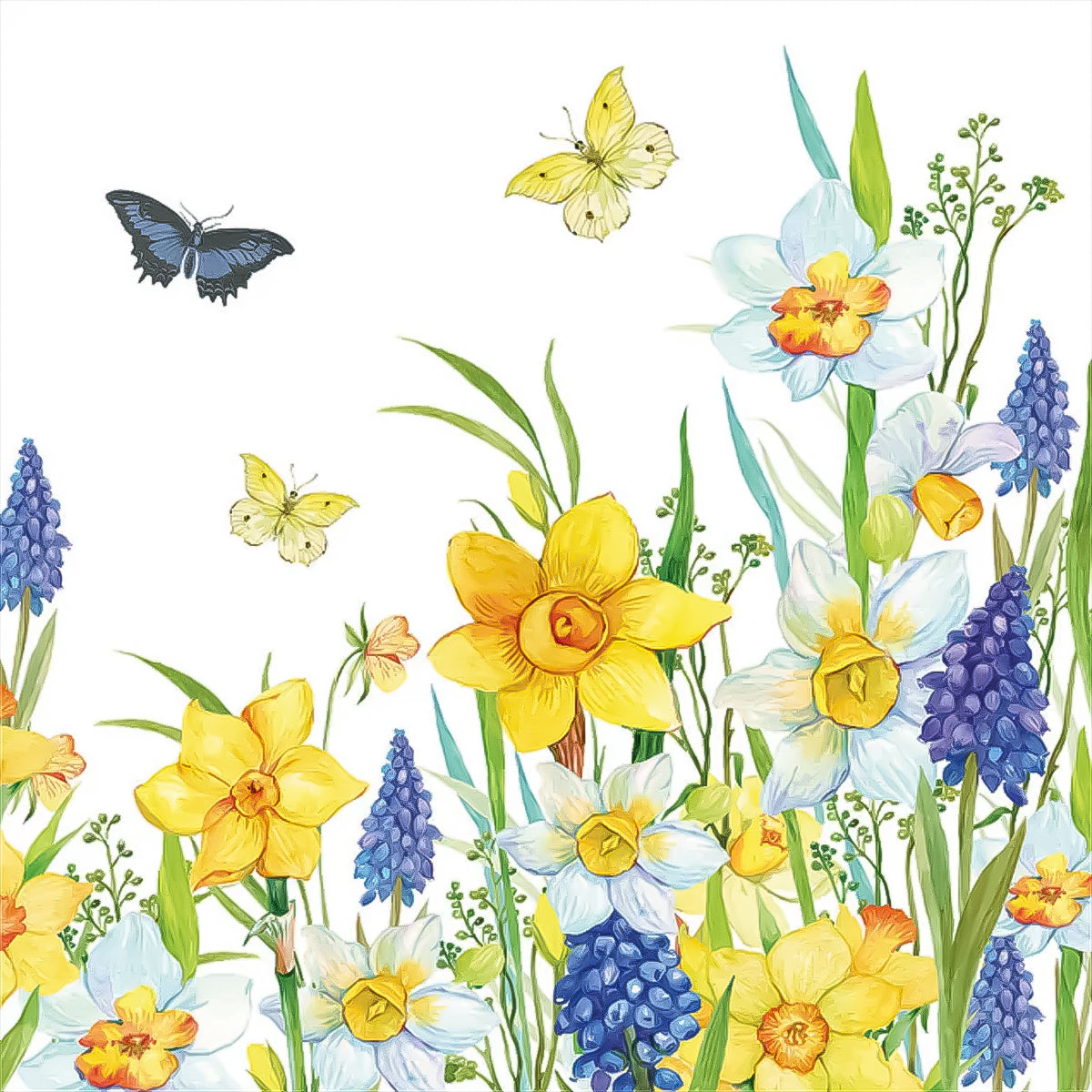 Guardanapo para Decoupage Ambiente 33x33cm com 20 Unidades - Flor Narciso e Muscari