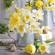 Guardanapo para Decoupage Ambiente 33x33cm com 20 Unidades - Narcisos em Vaso