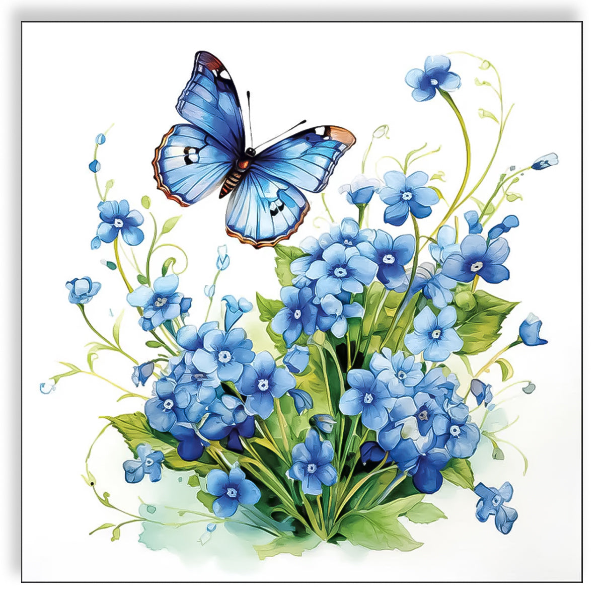 Guardanapo para Decoupage Ambiente 33x33cm com 20 Unidades - Flor & Boboleta Azuis 