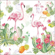 Guardanapo para Decoupage Ambiente 33x33cm com 20 Unidades - Flamingo e Cacto