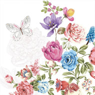 Guardanapo para Decoupage Ambiente 33x33cm com 20 Unidades - Rosas & Borboletas