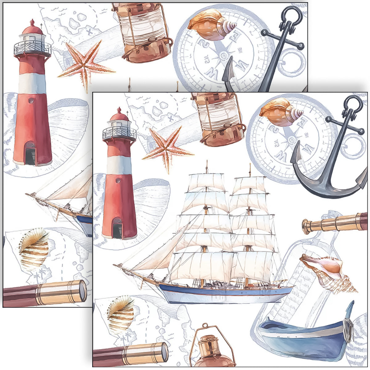 Guardanapo para Decoupage Ambiente 33x33cm com 2 Unidades - Veleiro