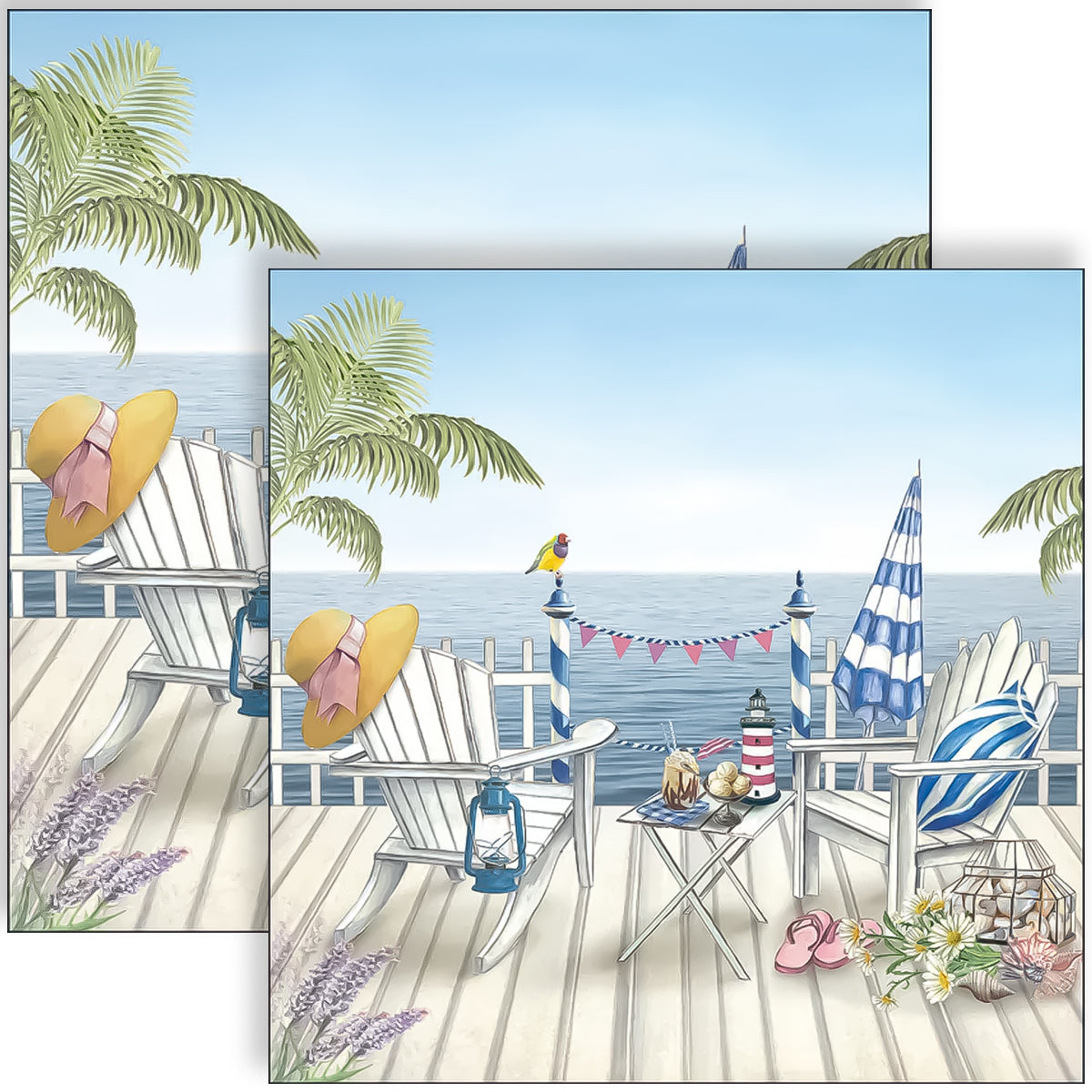 Guardanapo para Decoupage Ambiente 33x33cm com 2 Unidades - Vista Mar
