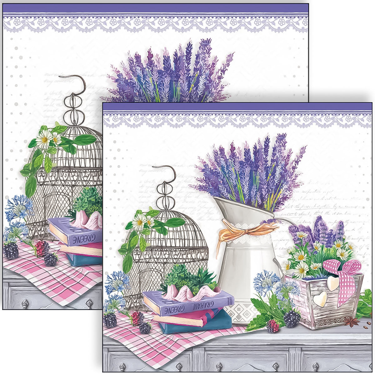 Guardanapo para Decoupage Ambiente 33x33cm com 20 Unidades - Decoração de Lavanda 
