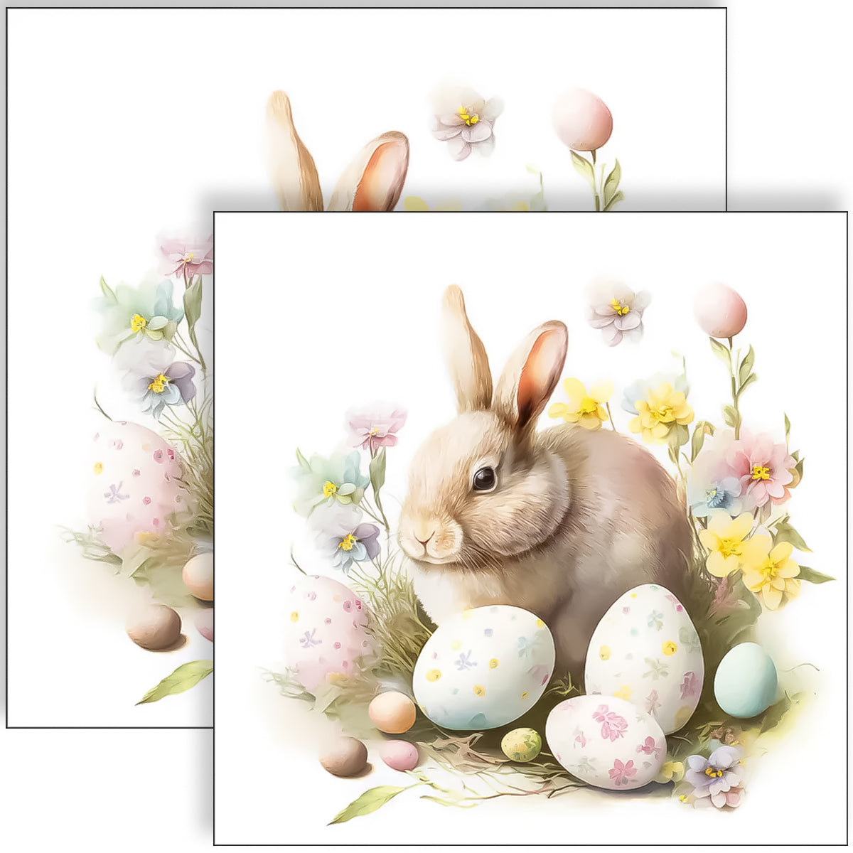 Guardanapo para Decoupage Ambiente 33x33cm com 20 Unidades - Coelho e Ovos 