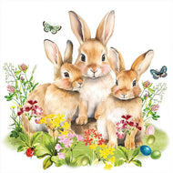 Guardanapo para Decoupage Ambiente com 2 Unidades 33x33cm -  Família Coelho Páscoa