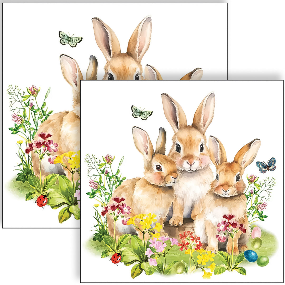 Guardanapo para Decoupage Ambiente 33x33cm com 20 Unidades - Família Coelho