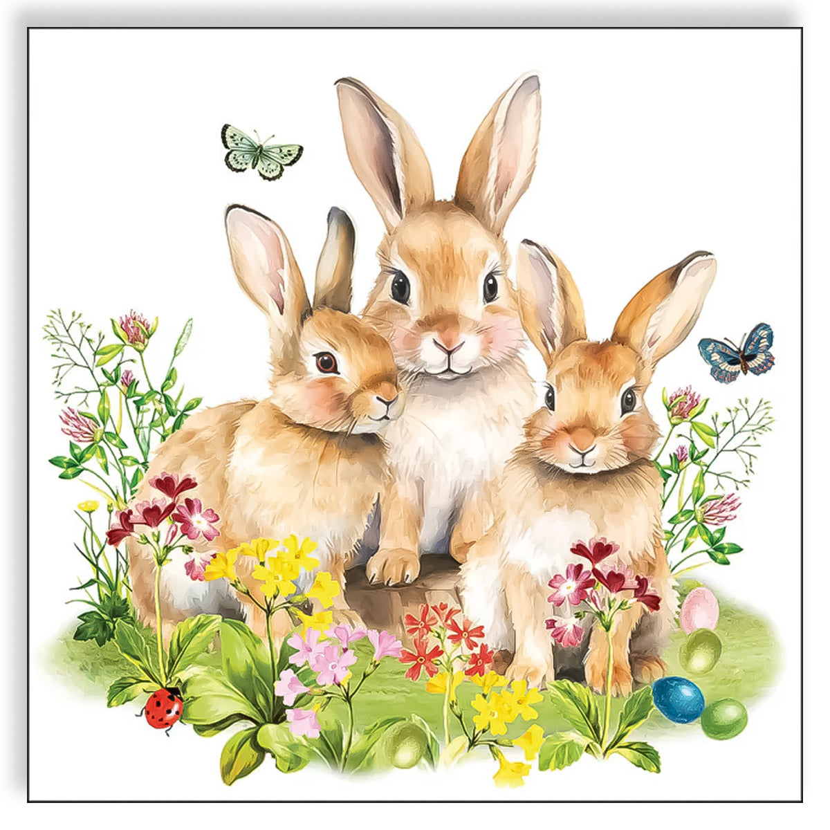 Guardanapo para Decoupage Ambiente 33x33cm com 2 Unidades - Família Coelho