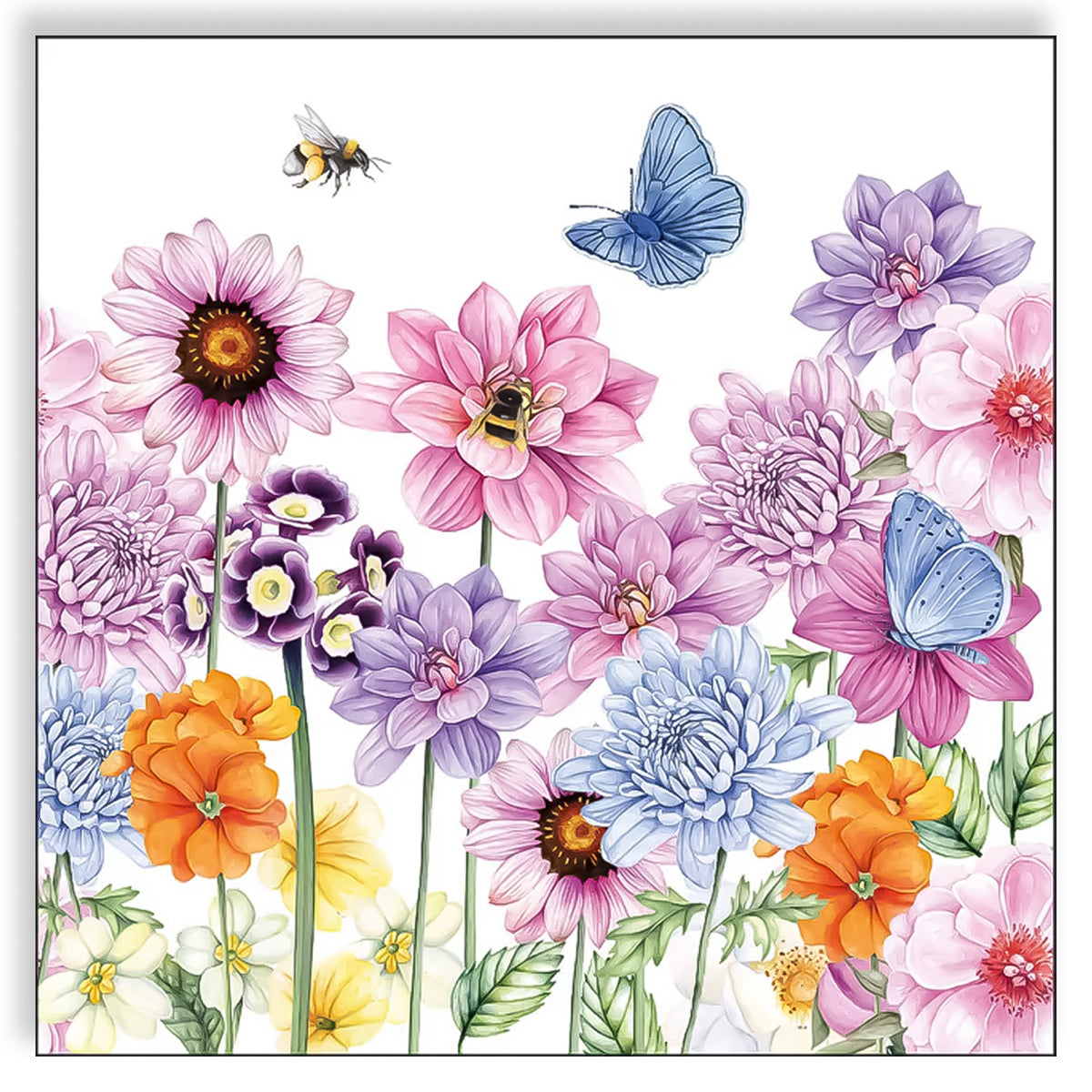 Guardanapo para Decoupage Ambiente 33x33cm com 2 Unidades - Flores, Abelhas & Borboletas