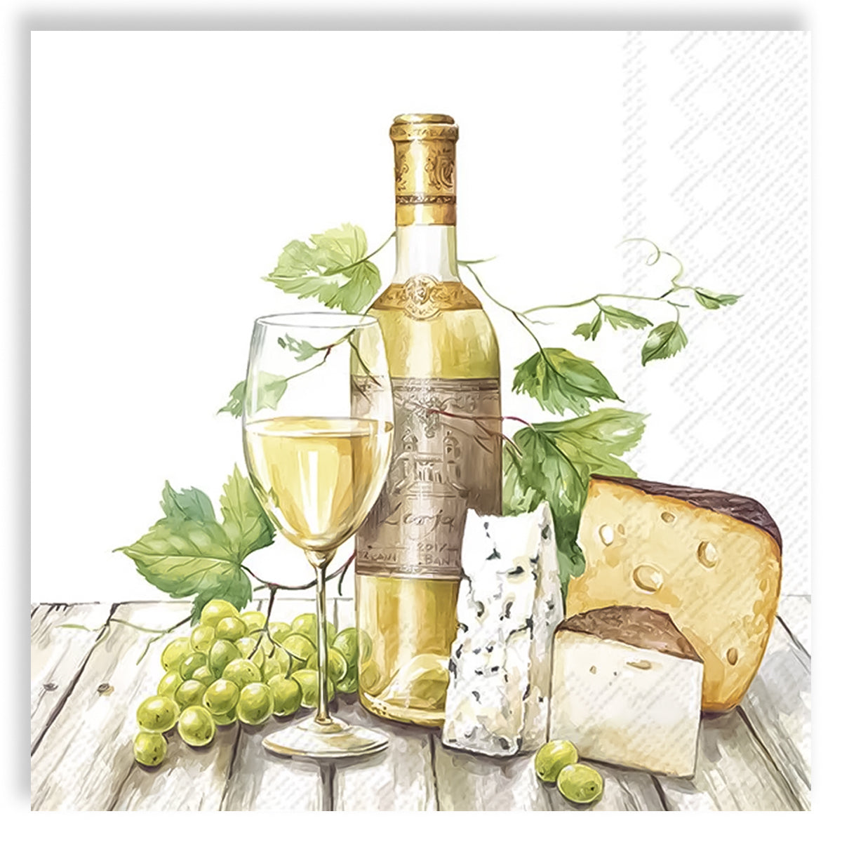 Guardanapo para Decoupage Ihr Vinho Branco Queijo e Uva Verde com 20 Unidades