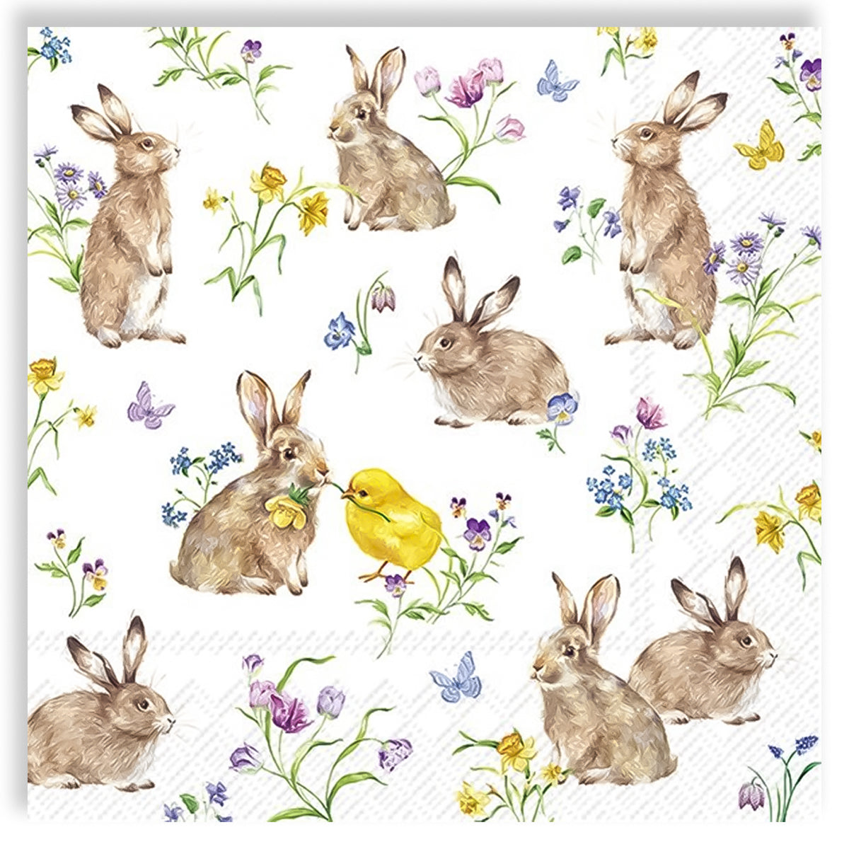 Guardanapo para Decoupage Ihr Coelhos e Pintinhos Amigos de Pascoa com 20 Unidades