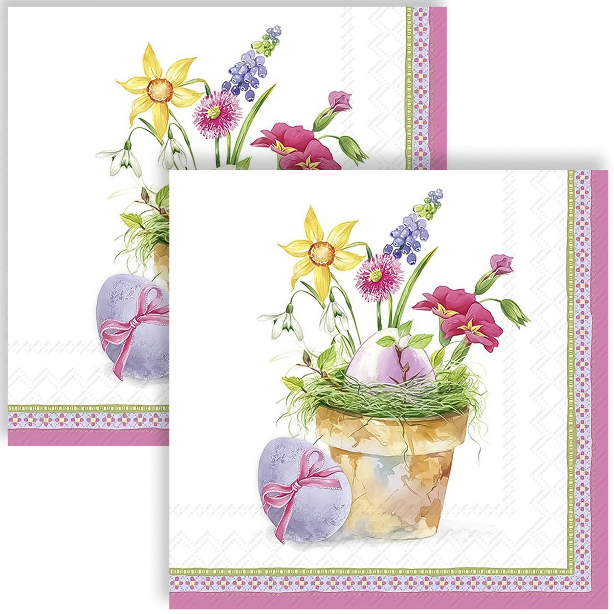 Guardanapo para Decoupage Ihr Vaso com Flores e Ovo Pascoa com 20 Unidades